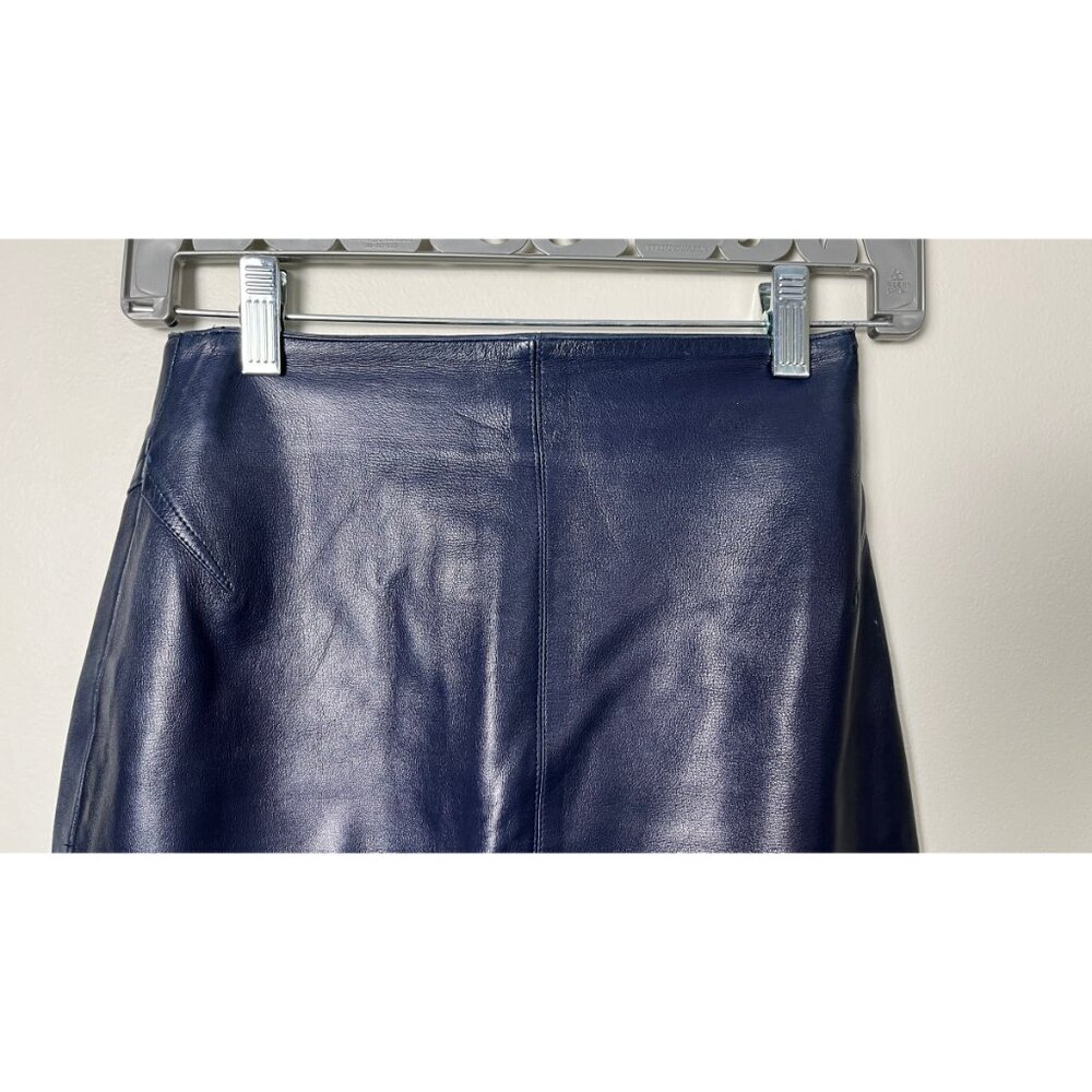 CLAUDE MONTANA LEATHER PUNK MINI SKIRT 24 - Picture 2 of 5